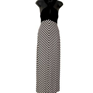 VALERIE BERTINELLI strapless maxi black/white dress, size medium, EUC